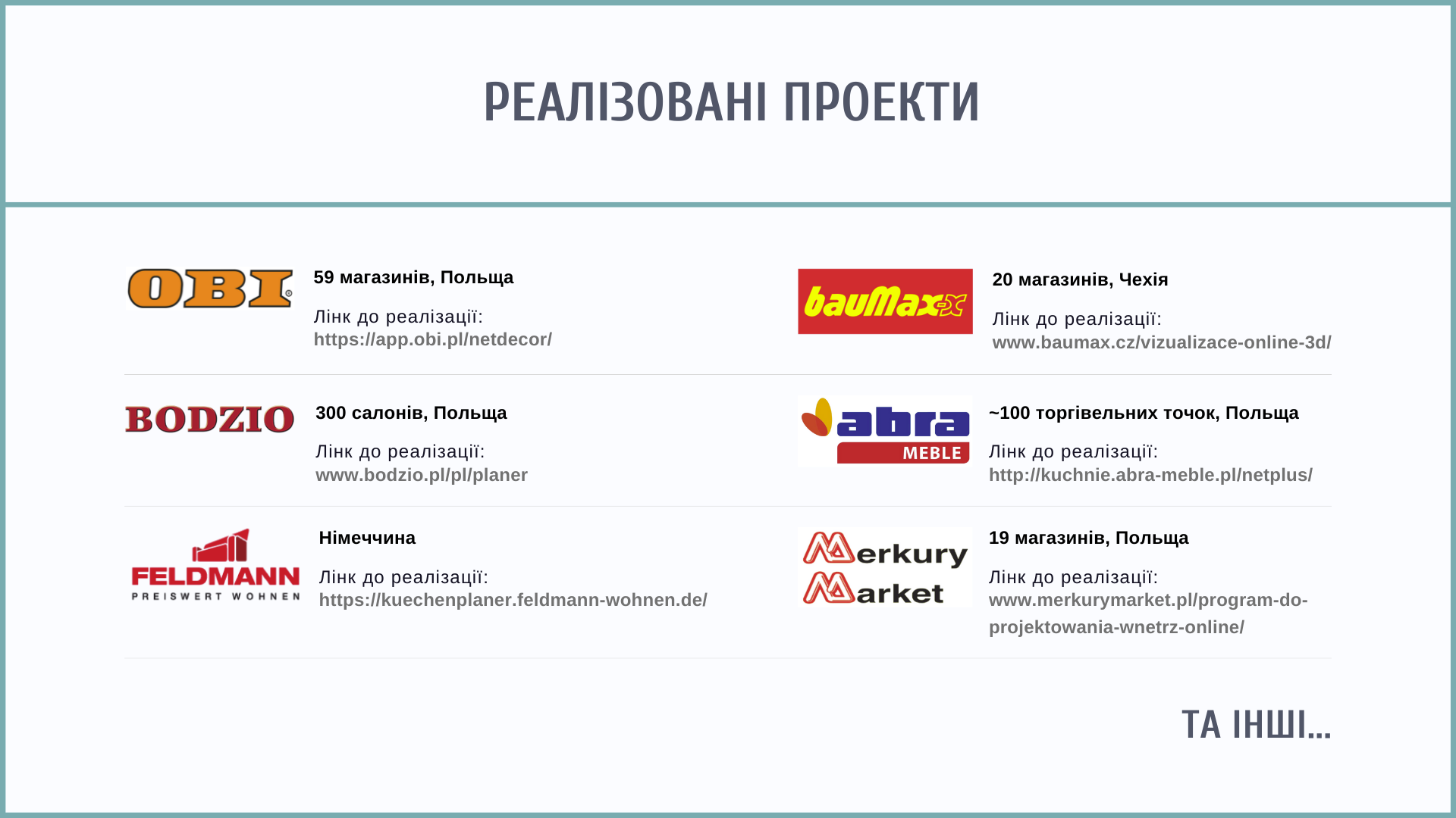 netDecor Реалізовані проекти